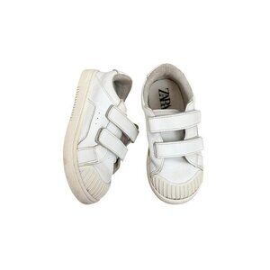 Zara Kids White Leather Velcro Sneakers Size 27
